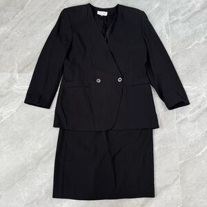 Women’s Vintage Casual Corner Business Office Work Blazer And Skirt Suit Set
